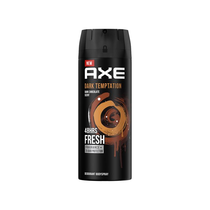 Axe Dark Temptation Deodorant Body Spray 150ml, Dark Chocolate Scent for Men, 48H Non-Stop Freshness, Odour Protection Spray That Stops Odour Not Masking, Long Lasting Confidence