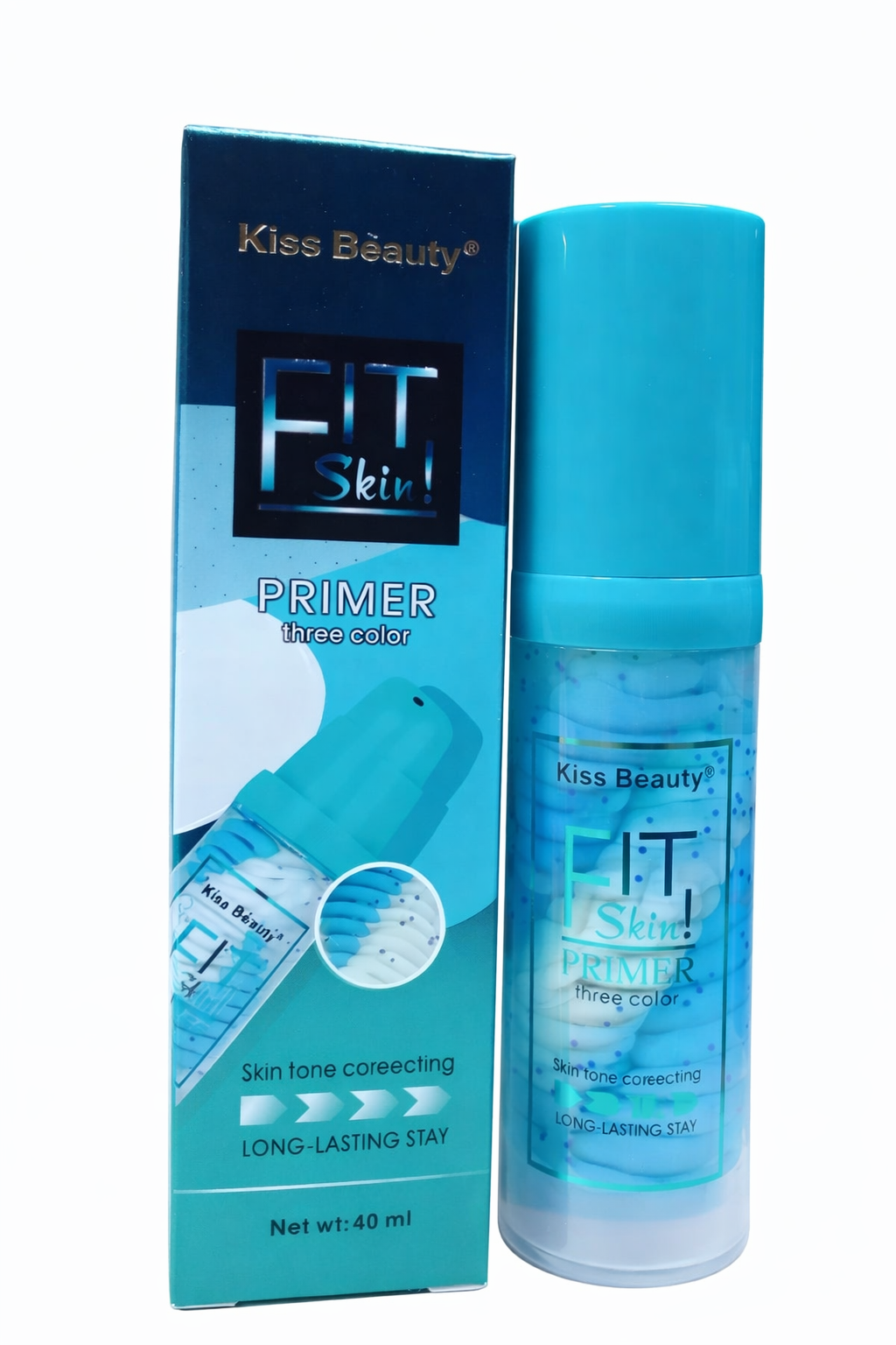 Kiss Beauty Fit Skin Primer Three Color Skin Tone Correcting 40ml – Long Lasting Makeup Base Oil Control Pore Minimizing Brightening Hydrating Primer for Smooth Flawless Finish