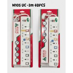 High Astra 5-Way Socket Power Extension Cable with 2 USB Charging Ports   a multifunctional power extension designed for safety and convenience. This versatile unit features 5 universal sockets alongs