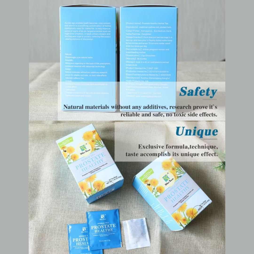 Men Prostate Health Tea Detox Herbal 20 Sachets Bags Winstown Natural Vegan Prostatitis BPH Organic