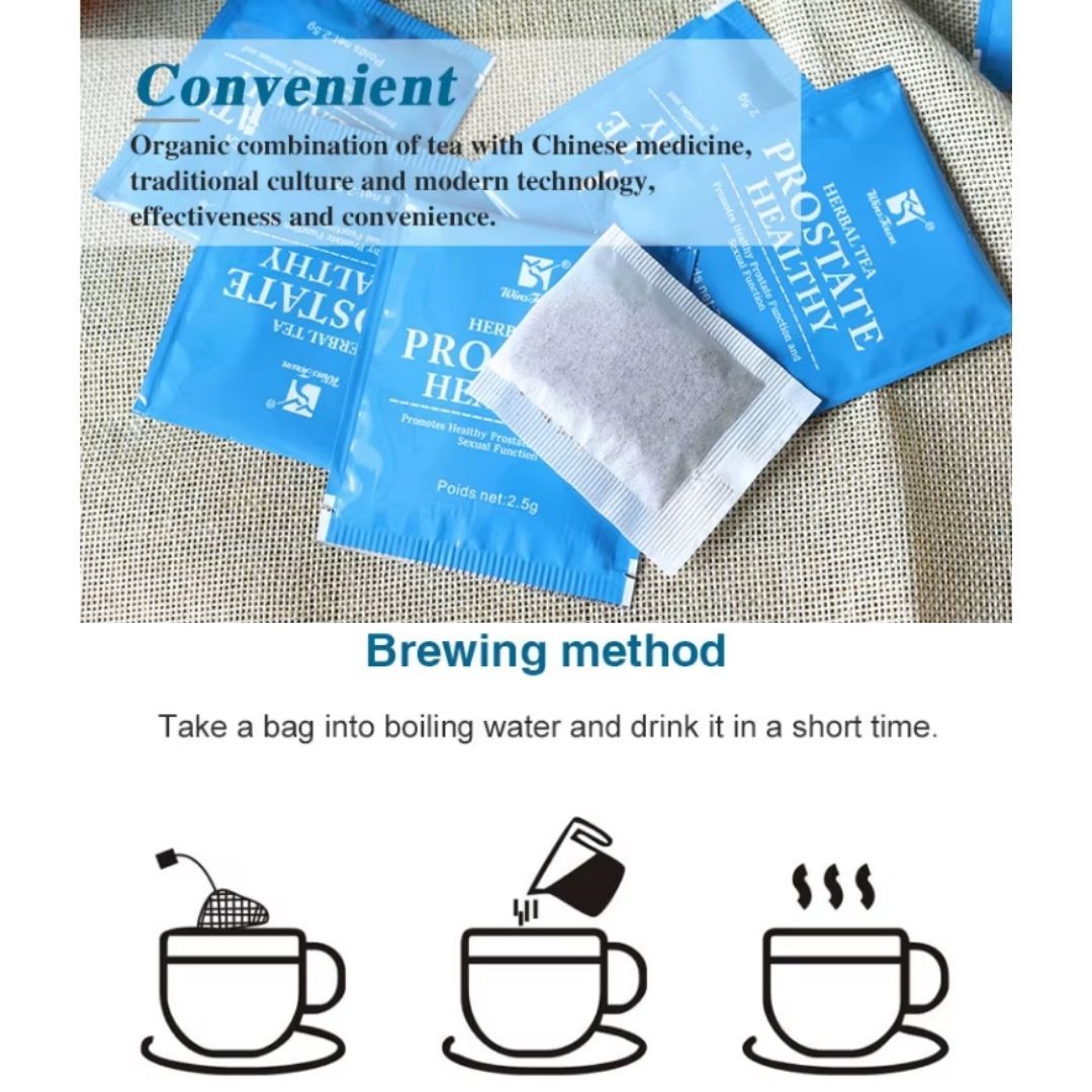 Men Prostate Health Tea Detox Herbal 20 Sachets Bags Winstown Natural Vegan Prostatitis BPH Organic