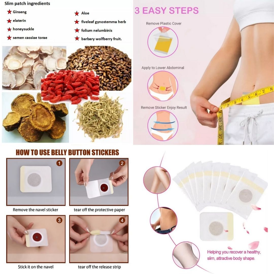 Magnet Slim Patch Weight Loss Fat Burning Belly Sticker 30 Pcs Herbal Slimming Detox Moxibustion Chinese Red Plaster for Relieve Stress and Improve Sleep Natural Body Shaping Magnetic