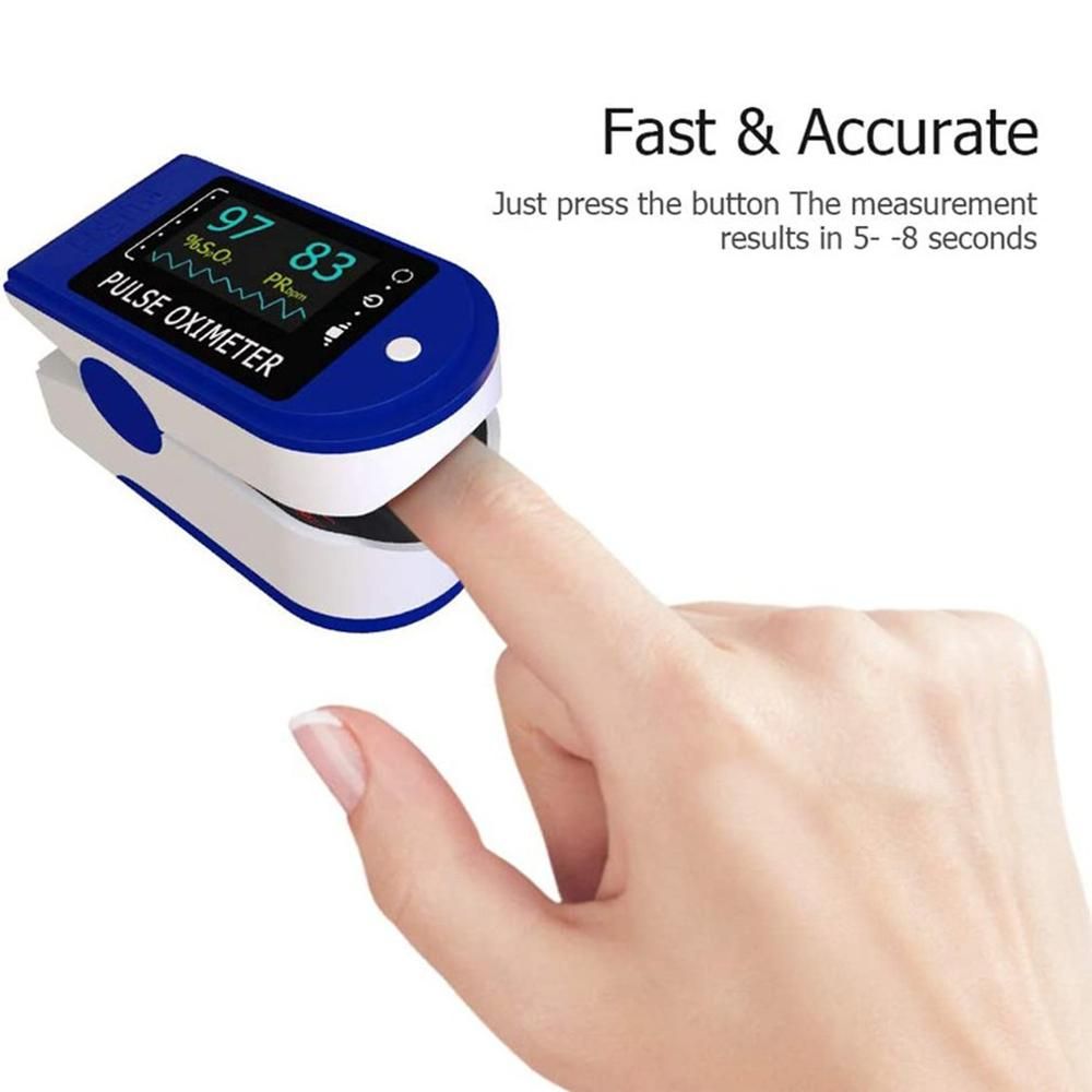 Medical Digital Fingertip Pulse Oximeter Blood Oxygen Meter with Batteries Screen Saturation Heart Rate with lanyard Oximetry Finger Tip
