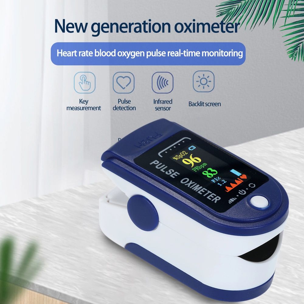 Medical Digital Fingertip Pulse Oximeter Blood Oxygen Meter with Batteries Screen Saturation Heart Rate with lanyard Oximetry Finger Tip