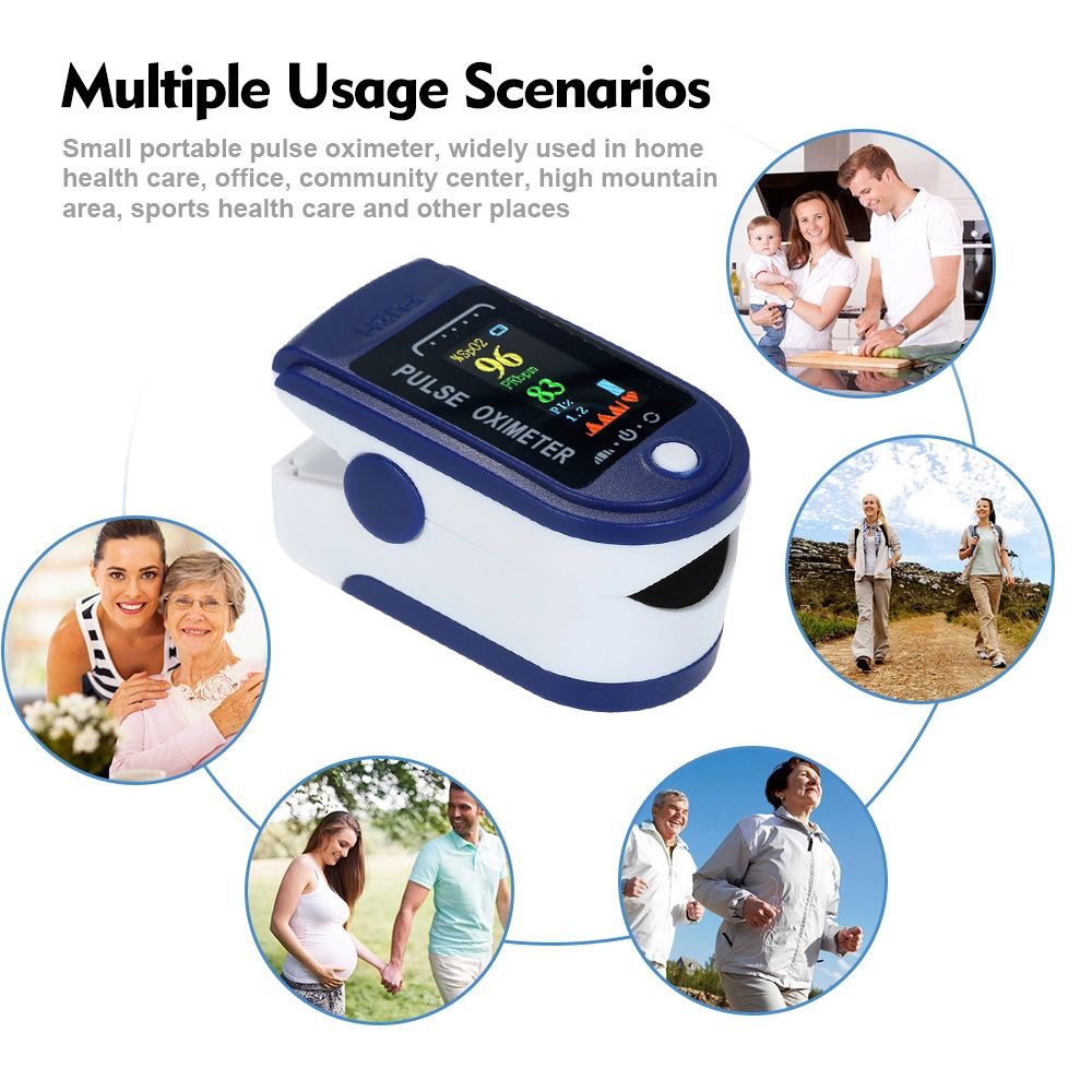 Medical Digital Fingertip Pulse Oximeter Blood Oxygen Meter with Batteries Screen Saturation Heart Rate with lanyard Oximetry Finger Tip