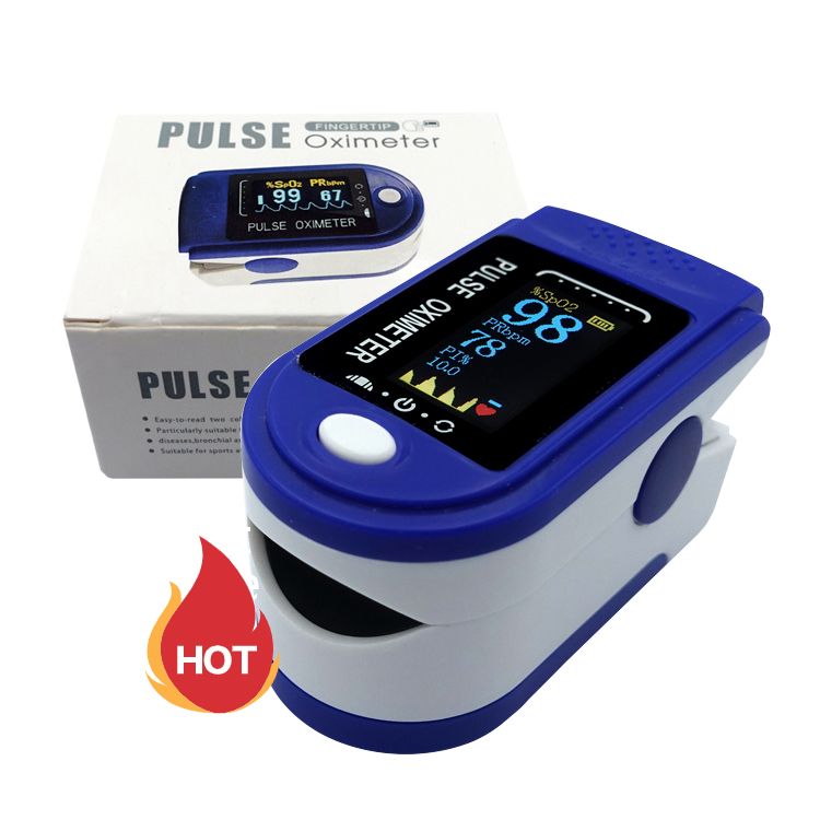 Medical Digital Fingertip Pulse Oximeter Blood Oxygen Meter with Batteries Screen Saturation Heart Rate with lanyard Oximetry Finger Tip