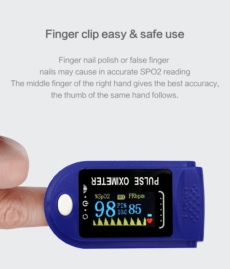 Medical Digital Fingertip Pulse Oximeter Blood Oxygen Meter with Batteries Screen Saturation Heart Rate with lanyard Oximetry Finger Tip