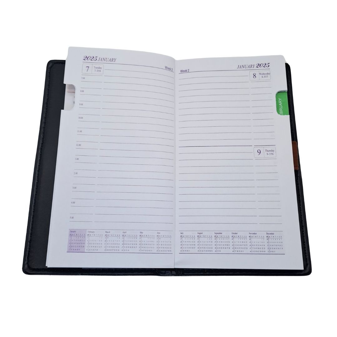 2025 Diary A6 Size Soft Cover Calendar Planner Notebook Executive BROWN Small Portable Personal Organizer To Do List