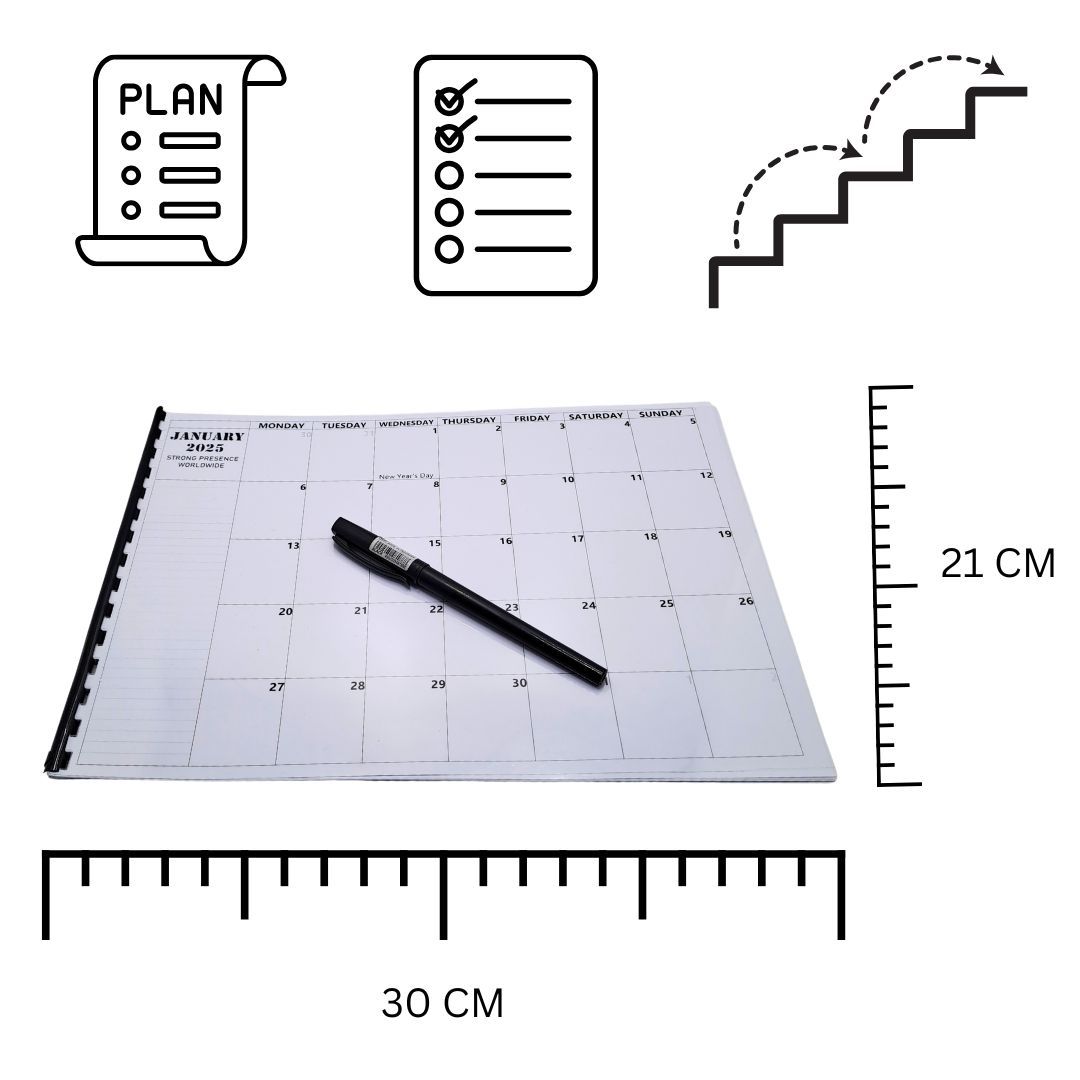 Writable 2025 Calendar A4 Size My Personal Planner Monthly Organizer Memo Goal Desk Office School Home Work Schedule To Do List Motivation