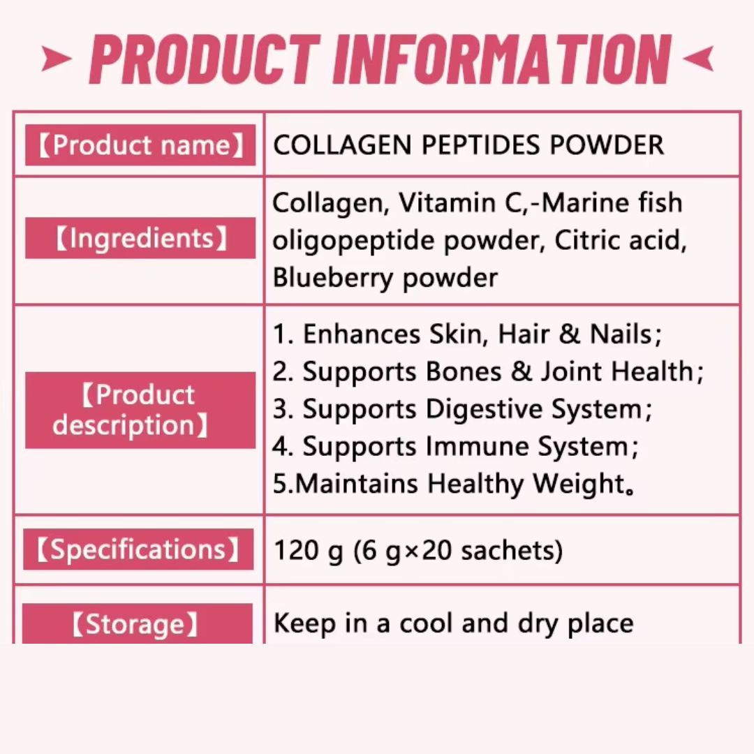 Winstown Collagen Peptides – Skin Whitening & Anti-Aging Beauty Supplement (20 Sachets) Powder for Glow Skin Whitening Beauty Personal Care Supplements Drinks Anti-Aging Dietary Supplement Natural
