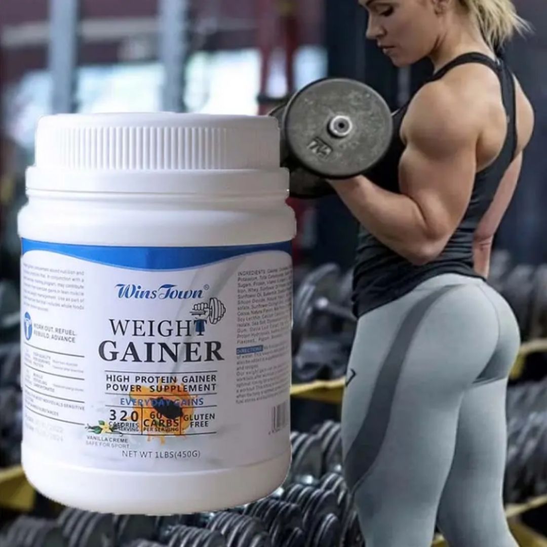 Winstown High Protein Weight Gainer Powder – 450g Muscle Mass & Bodybuilding Supplement Gain Building Health Workout Natural Vegetable Halal Immune Anti-fatigue Creatine Power