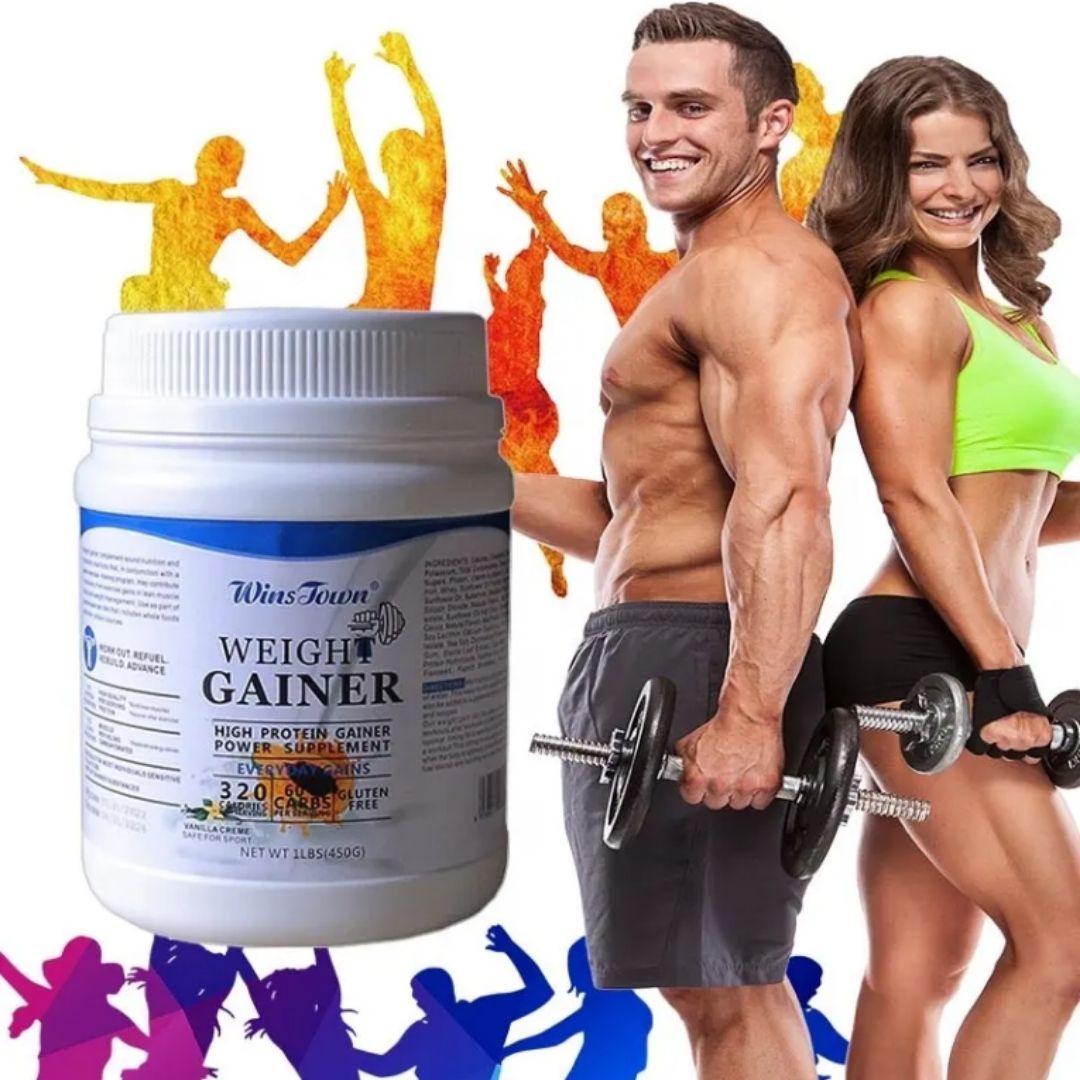 Winstown Mass Builder Pro - 450g High Protein Weight Gainer Powder for Muscle Growth Halal Certified, Vegan Friendly Supplement Body building Workout Natural Vegetable Gain Healthy Anti Fatigue