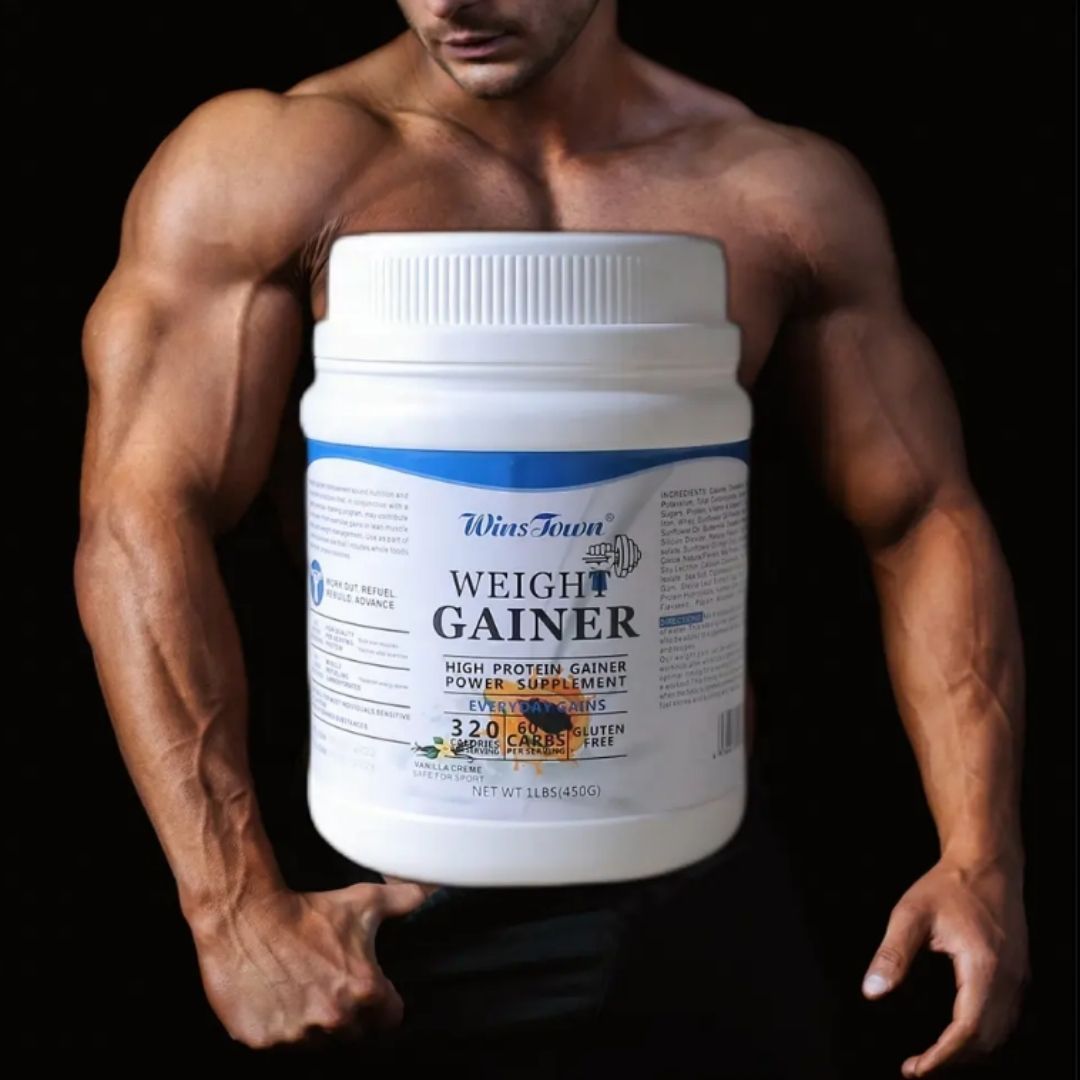 Winstown Mass Builder Pro - 450g High Protein Weight Gainer Powder for Muscle Growth Halal Certified, Vegan Friendly Supplement Body building Workout Natural Vegetable Gain Healthy Anti Fatigue