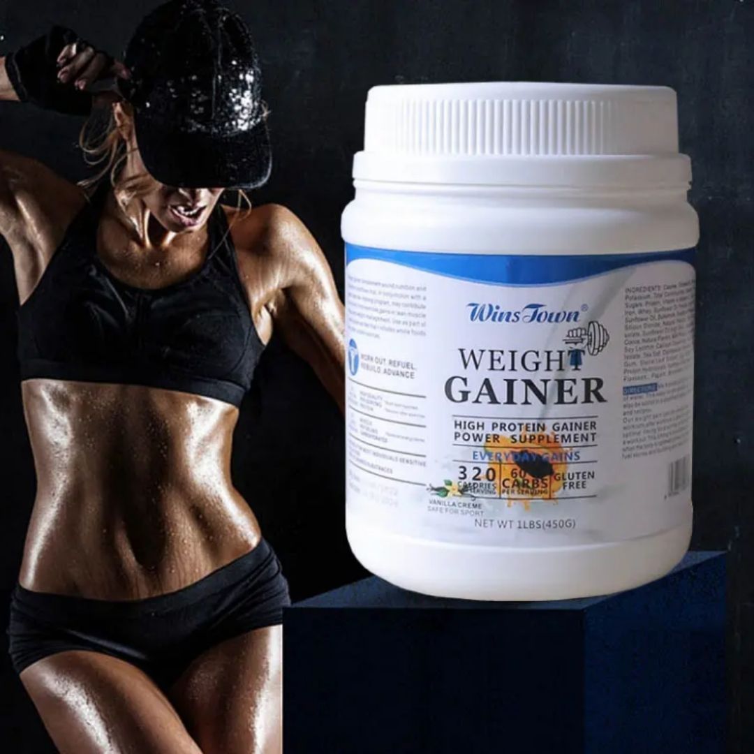 Winstown Mass Builder Pro - 450g High Protein Weight Gainer Powder for Muscle Growth Halal Certified, Vegan Friendly Supplement Body building Workout Natural Vegetable Gain Healthy Anti Fatigue