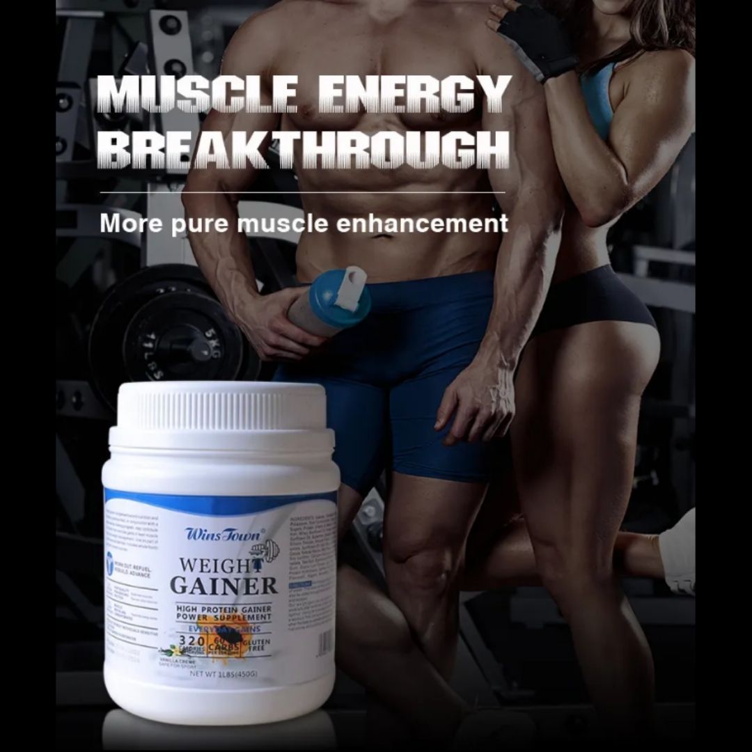 Winstown Mass Builder Pro - 450g High Protein Weight Gainer Powder for Muscle Growth Halal Certified, Vegan Friendly Supplement Body building Workout Natural Vegetable Gain Healthy Anti Fatigue