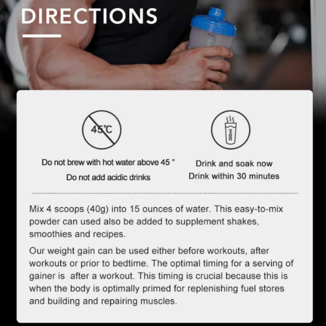 Wins Town High Protein Weight Gainer Powder Muscle Mass Builder & Natural Vegan Supplement Bodybuilding Health Workout Halal Immune Anti-Fatigue Creatine Power Repair