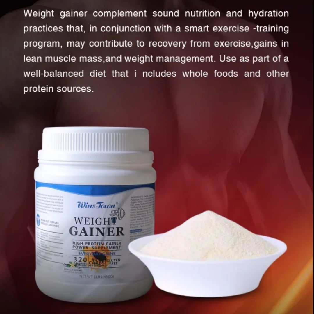 Wins Town High Protein Weight Gainer Powder Muscle Mass Builder & Natural Vegan Supplement Bodybuilding Health Workout Halal Immune Anti-Fatigue Creatine Power Repair