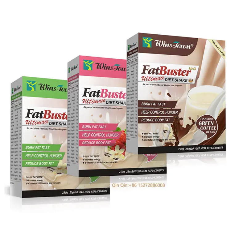 Winstown Fat Buster Max Slimming Shake – Green Coffee High Protein Meal Replacement 10 Sachets Strawberry, Chocolate and Vanilla Blaster Fast Weight Loss Supplement Flat Tummy Instant Milkshake Vegan