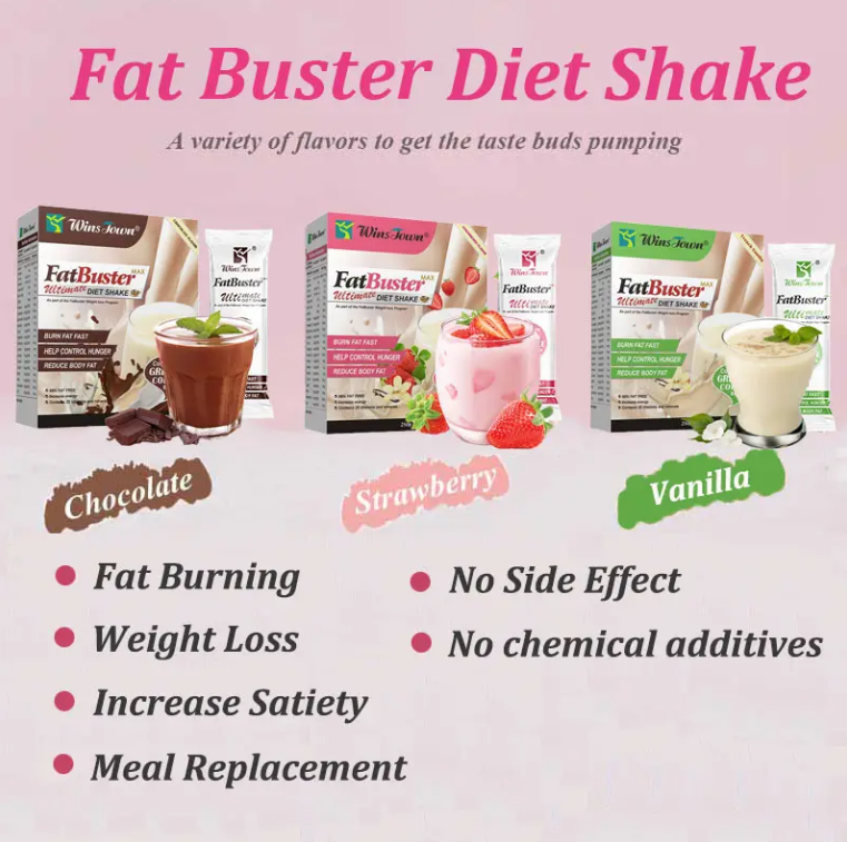 Winstown Fat Buster Max Slimming Shake – Green Coffee High Protein Meal Replacement 10 Sachets Strawberry, Chocolate and Vanilla Blaster Fast Weight Loss Supplement Flat Tummy Instant Milkshake Vegan