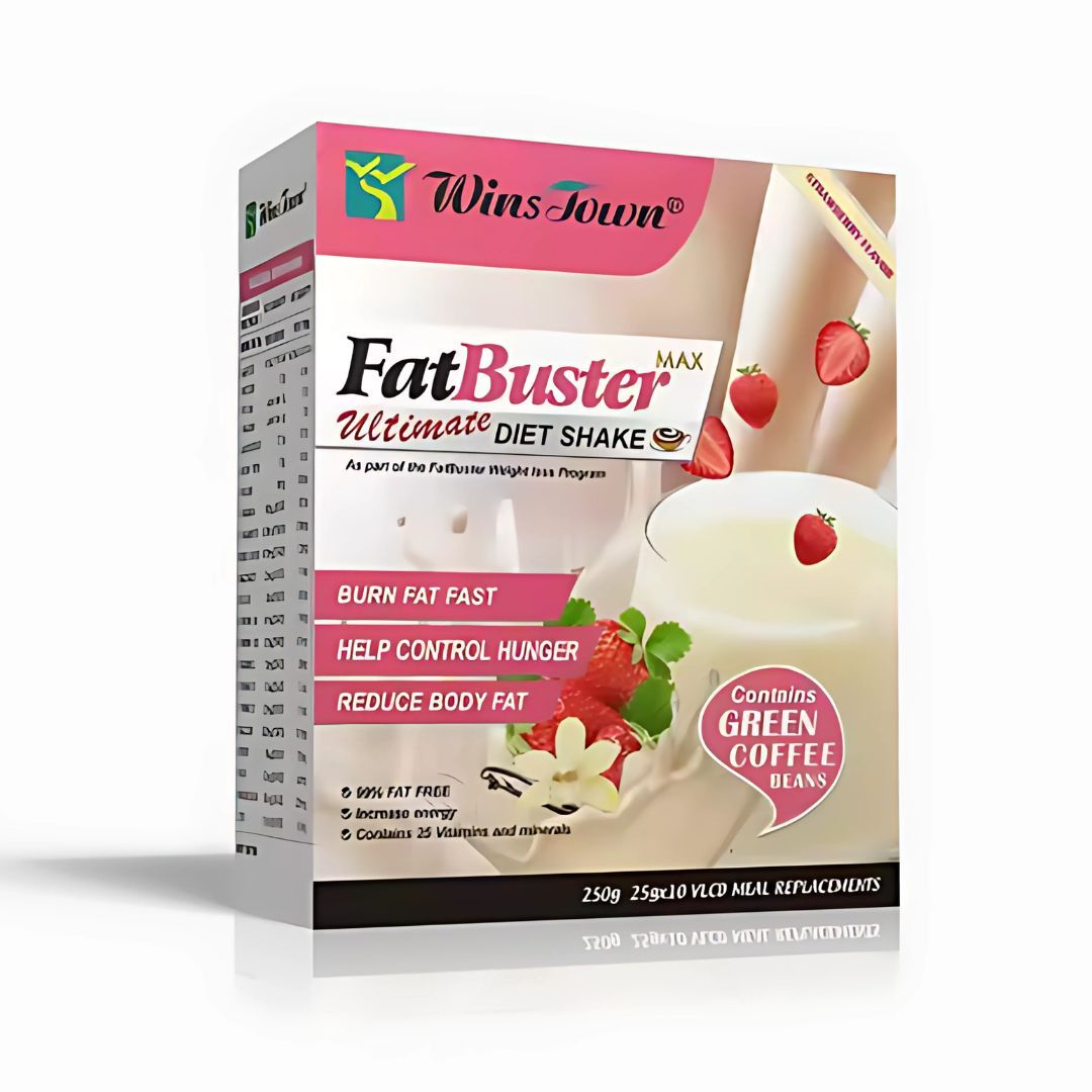Winstown Fat Buster Max Slimming Shake – Green Coffee High Protein Meal Replacement 10 Sachets Strawberry, Chocolate and Vanilla Blaster Fast Weight Loss Supplement Flat Tummy Instant Milkshake Vegan