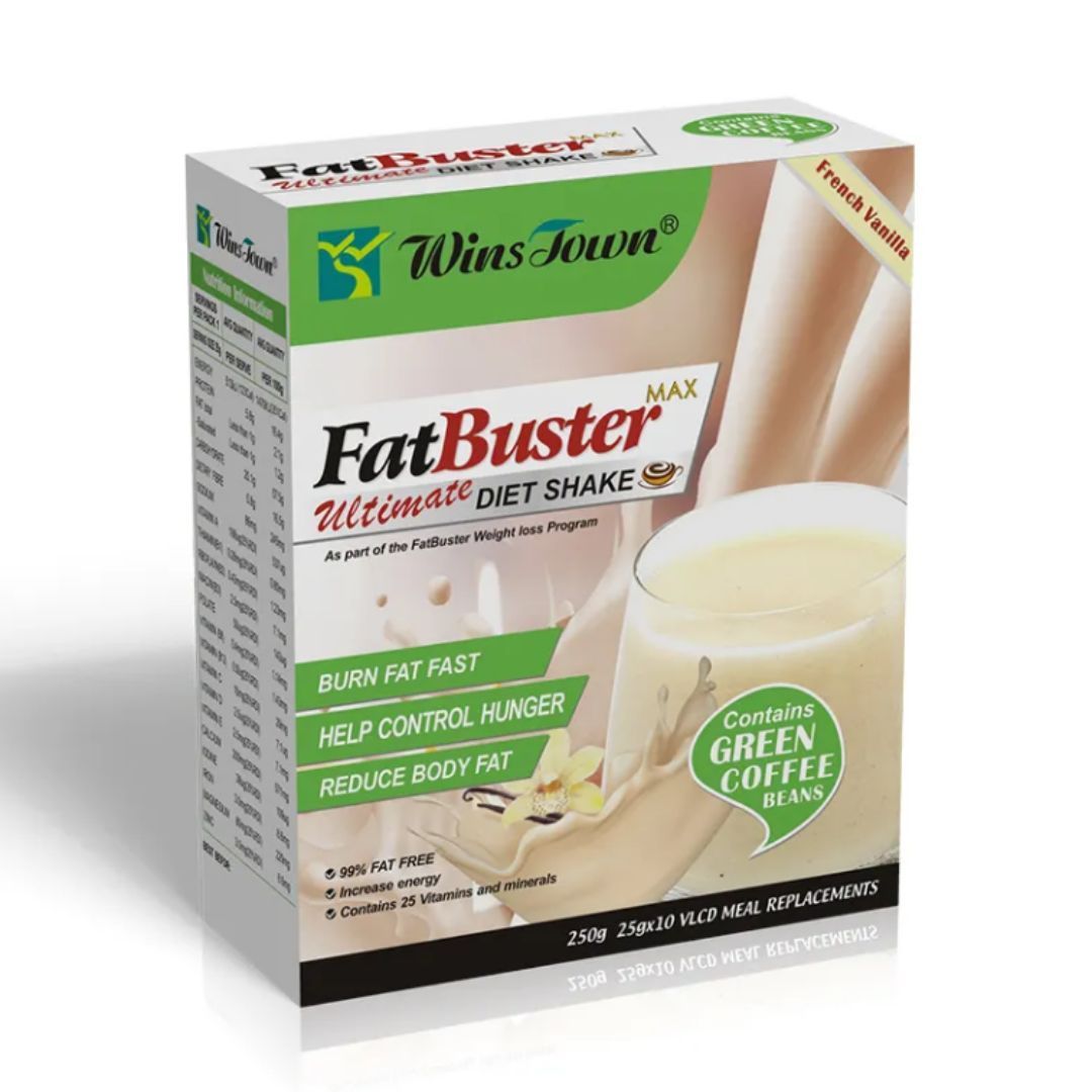 Winstown Fat Buster Max Slimming Shake – Green Coffee High Protein Meal Replacement 10 Sachets Strawberry, Chocolate and Vanilla Blaster Fast Weight Loss Supplement Flat Tummy Instant Milkshake Vegan