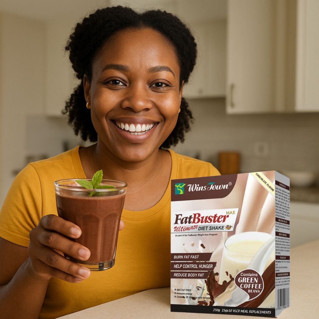 Chocolate Flavor Winstown FatBuster Max Diet Shake Green Coffee Protein Powder for Weight Loss 10 Sachets Fat Blaster Buster Slim High Protein Vitamin Dietary Fiber Fast Supplement Flat Tummy Instant