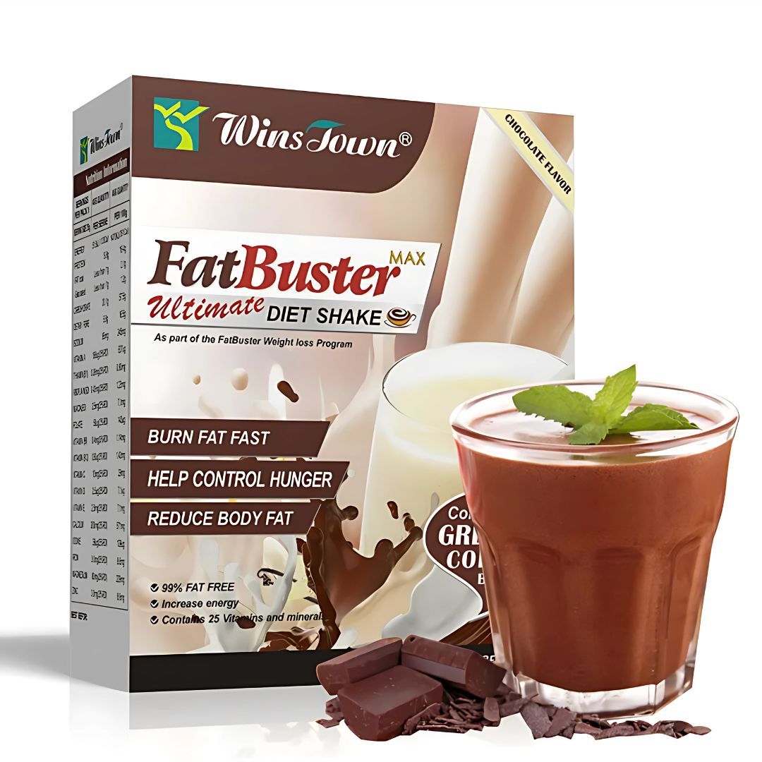 Chocolate Flavor Winstown FatBuster Max Diet Shake Green Coffee Protein Powder for Weight Loss 10 Sachets Fat Blaster Buster Slim High Protein Vitamin Dietary Fiber Fast Supplement Flat Tummy Instant
