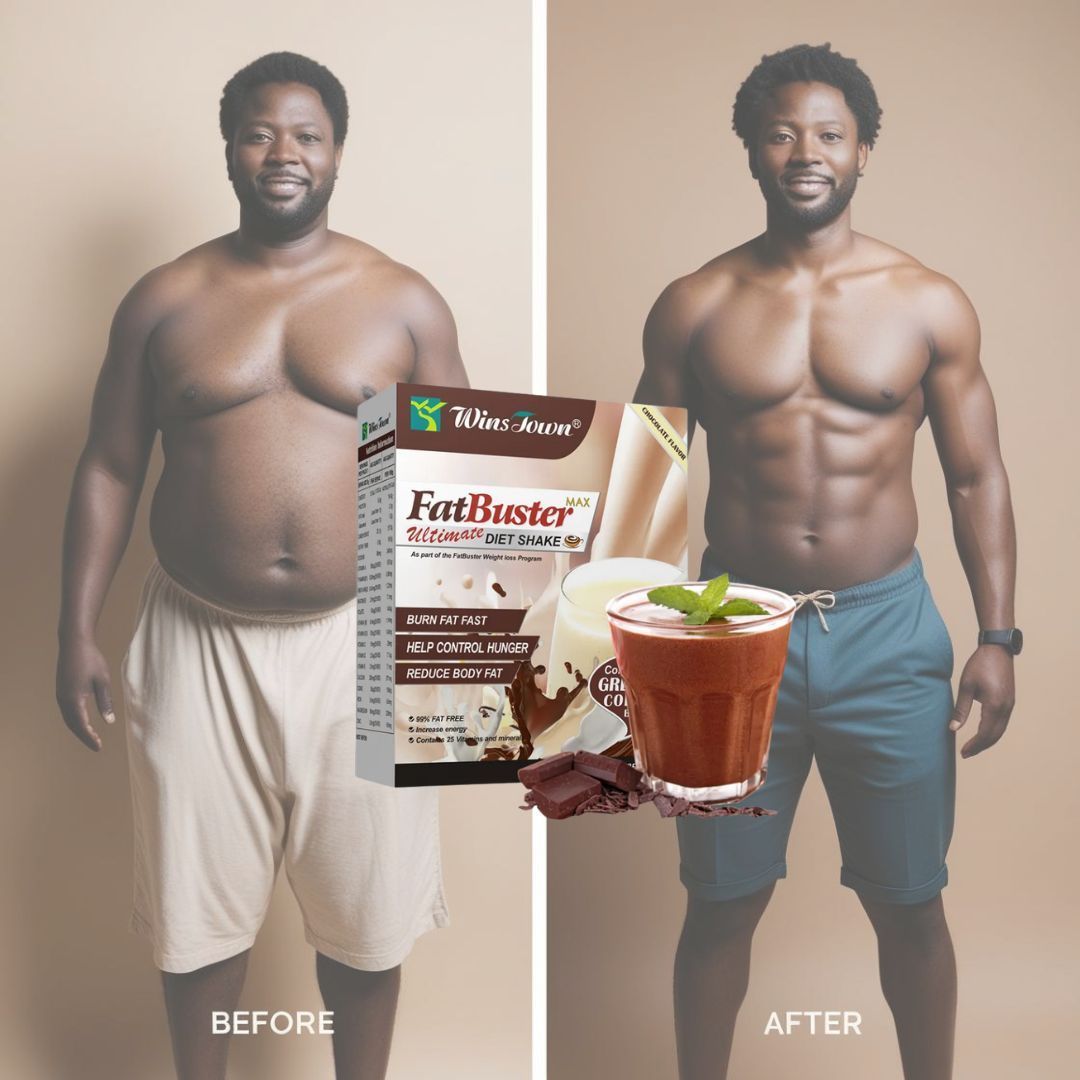 Chocolate Flavor Winstown FatBuster Max Diet Shake Green Coffee Protein Powder for Weight Loss 10 Sachets Fat Blaster Buster Slim High Protein Vitamin Dietary Fiber Fast Supplement Flat Tummy Instant