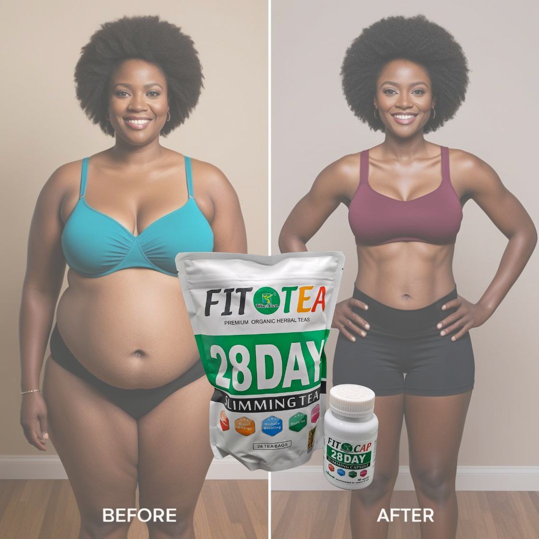 2 in 1 Combination Pack 28 Day Slimming Tea and Fat Burner Capsule Combo Detox, Burn Fat & Control Weight Naturally Herbal Supplement Green Fit Tea Fit Cap Loss