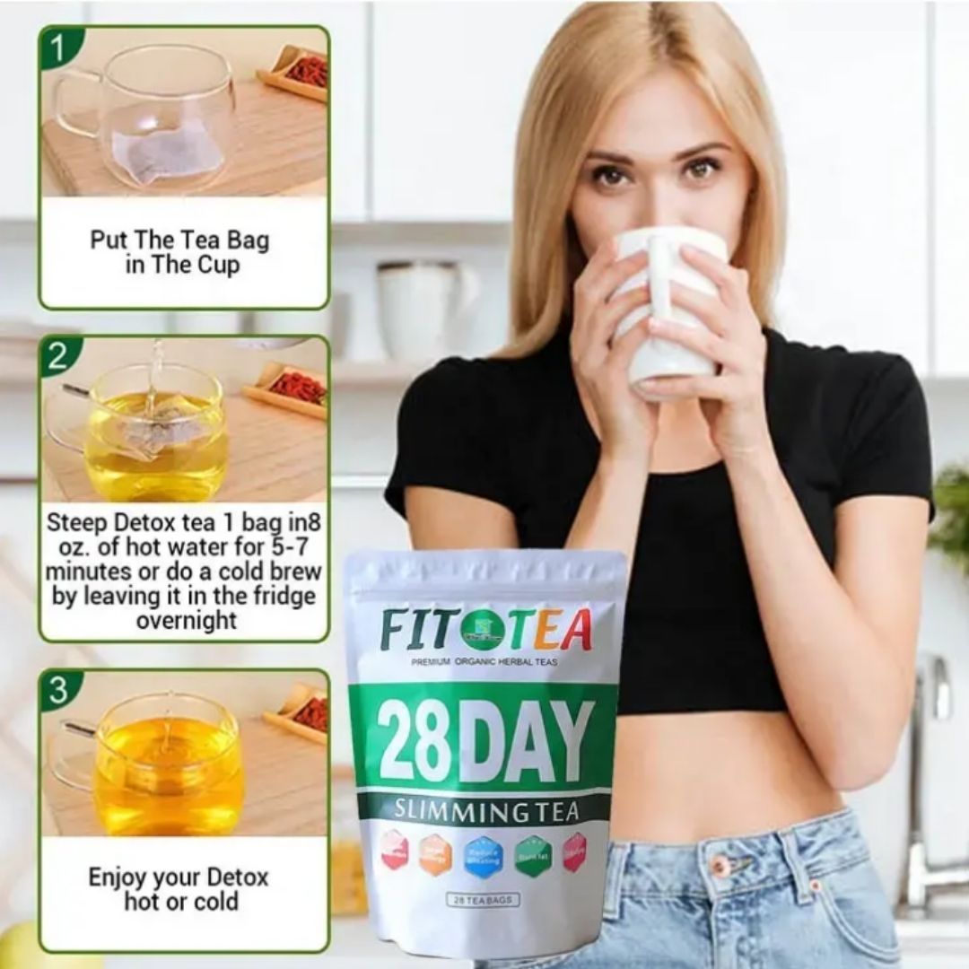 2 in 1 Combination Pack 28 Day Slimming Tea and Fat Burner Capsule Combo Detox, Burn Fat & Control Weight Naturally Herbal Supplement Green Fit Tea Fit Cap Loss