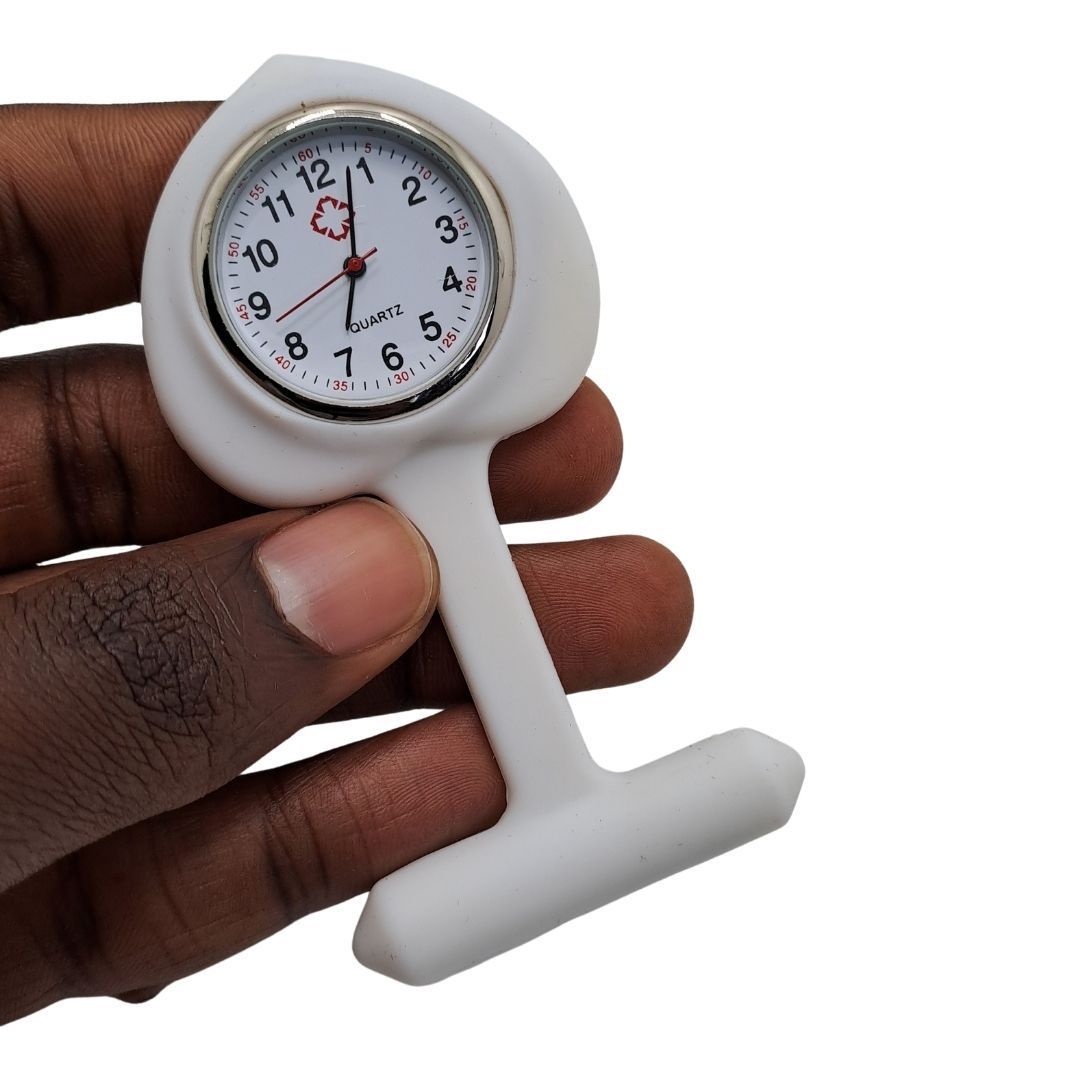 WHITE Ace of Spades Nurse Fob Watch with Clip – Quartz Pocket Watch for Doctors, Paramedics, Lab Coats & Uniforms Silicone Band
