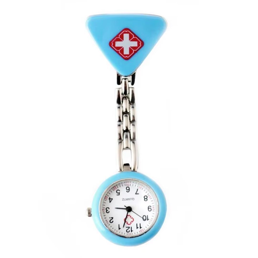 BLUE CROSS Nurse Fob Watch with Clip – Quartz Pocket Watch for Doctors, Paramedics, Lab Coats & Uniforms Stainless Steel Band Metallic Intern Metal Medic