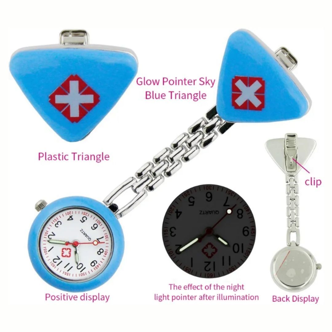 BLUE CROSS Nurse Fob Watch with Clip – Quartz Pocket Watch for Doctors, Paramedics, Lab Coats & Uniforms Stainless Steel Band Metallic Intern Metal Medic