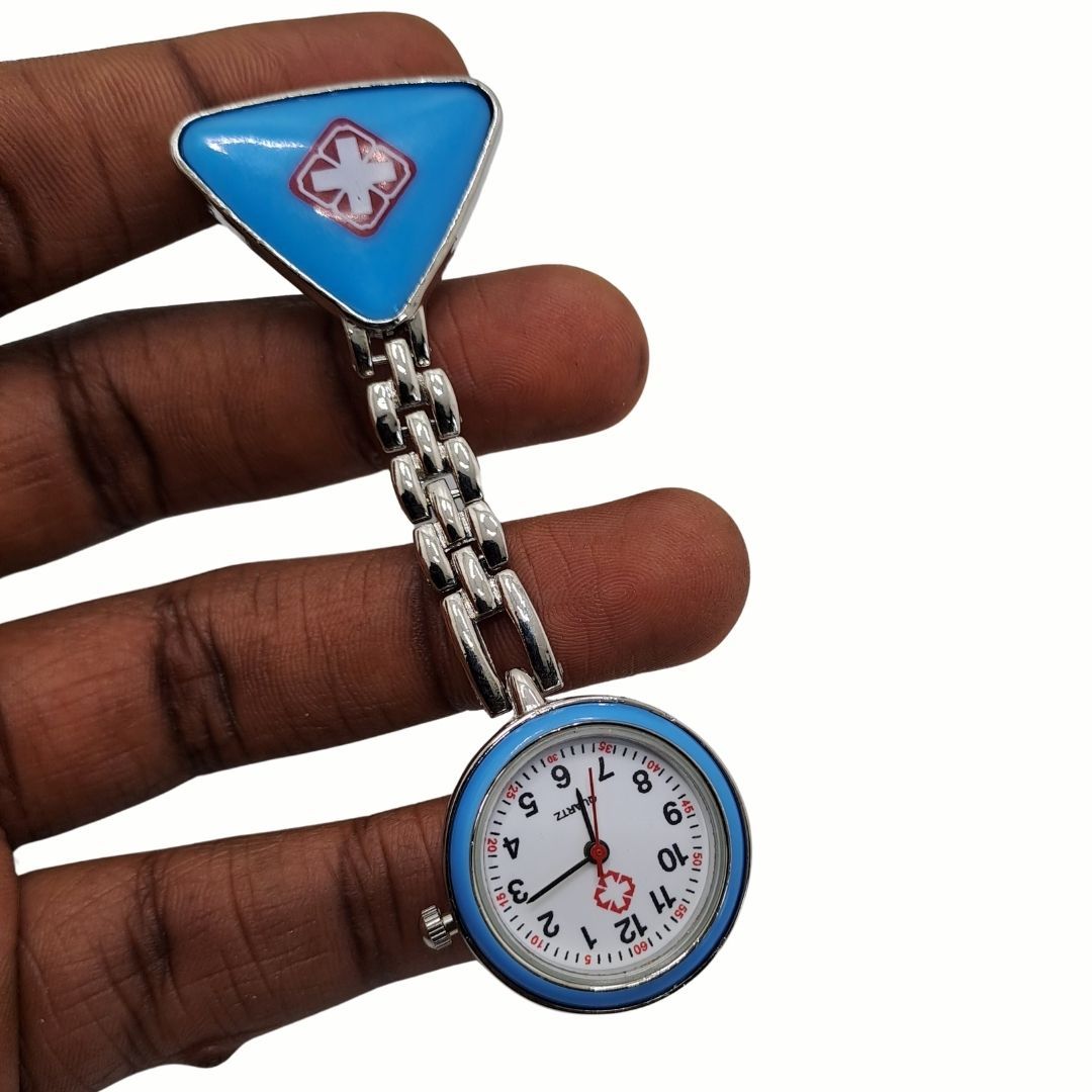 BLUE CROSS Nurse Fob Watch with Clip – Quartz Pocket Watch for Doctors, Paramedics, Lab Coats & Uniforms Stainless Steel Band Metallic Intern Metal Medic
