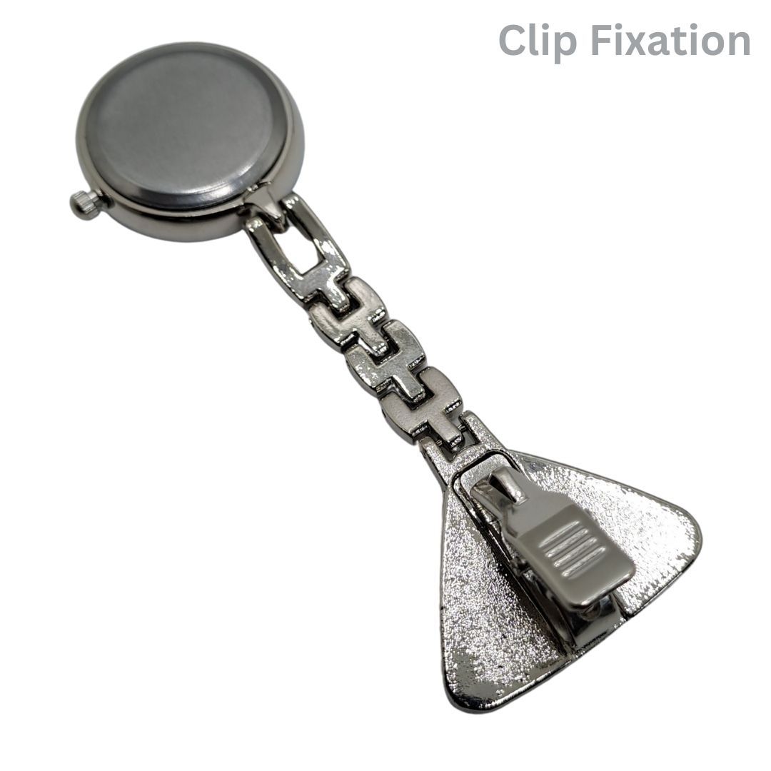 BLUE CROSS Nurse Fob Watch with Clip – Quartz Pocket Watch for Doctors, Paramedics, Lab Coats & Uniforms Stainless Steel Band Metallic Intern Metal Medic