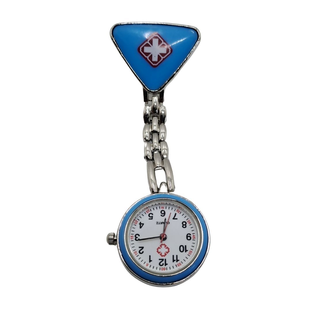 BLUE CROSS Nurse Fob Watch with Clip – Quartz Pocket Watch for Doctors, Paramedics, Lab Coats & Uniforms Stainless Steel Band Metallic Intern Metal Medic