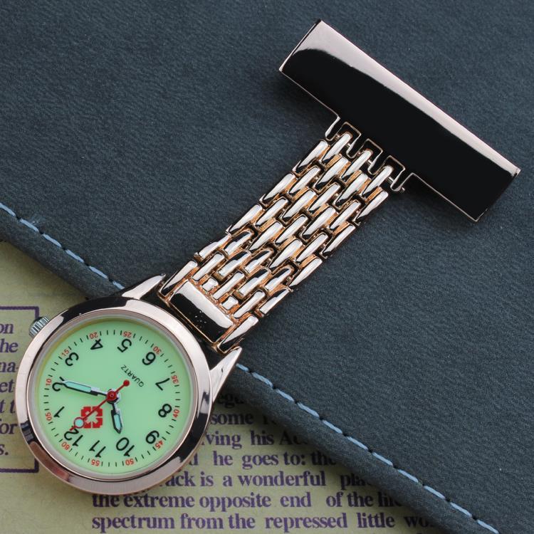 ROSE GOLD Professional Nurse Fob Watch - Stainless Steel Clip-On Pocket Watch for Doctors, Paramedics & Medical Staff (Quartz Movement, Pin Brooch Attachment) STRAIGHT Metallic Medic Intern