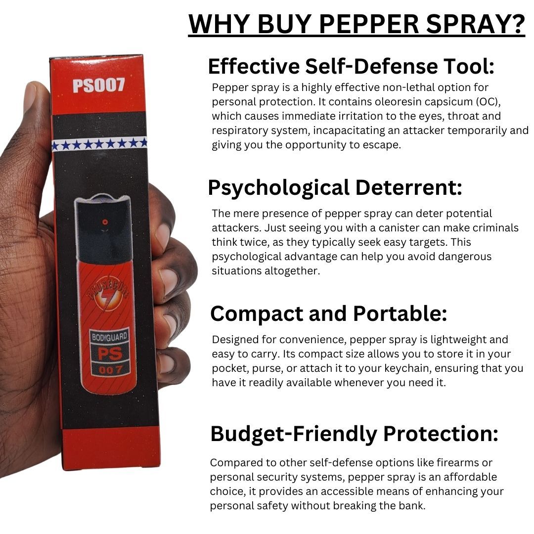 PROSECURE BODYGUARD 60 ML Pepper Spray Self Defense Capsicum Mace Tear Gas Personal Protection Anti Thief Dog Bear Hyena Mugging Defence