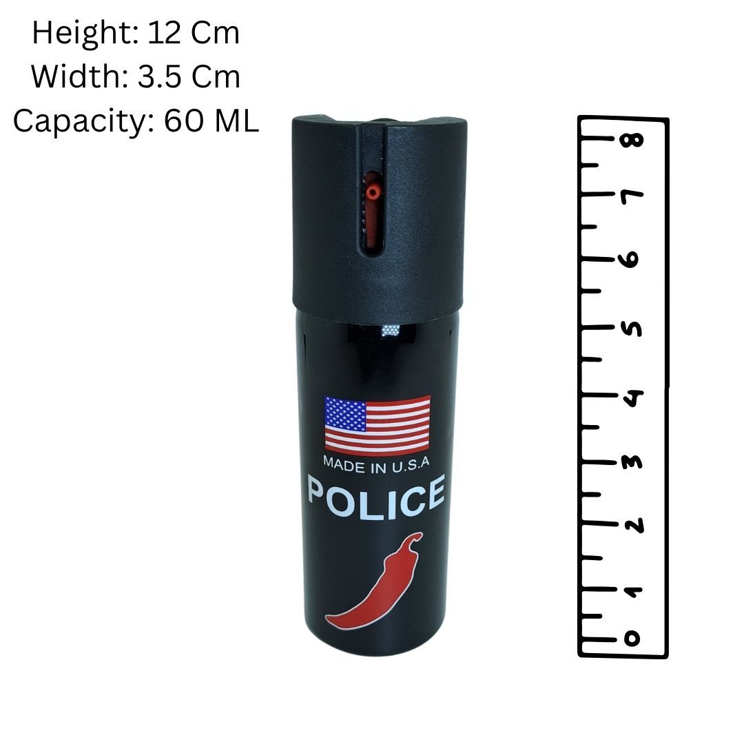 POLICE USA 60 ML Pepper Spray Self Defense Capsicum Mace Tear Gas Personal Protection Anti Thief Dog Bear Hyena Mugging Defence