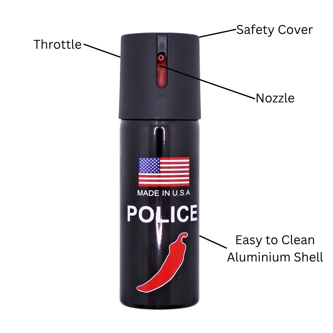 POLICE USA 60 ML Pepper Spray Self Defense Capsicum Mace Tear Gas Personal Protection Anti Thief Dog Bear Hyena Mugging Defence