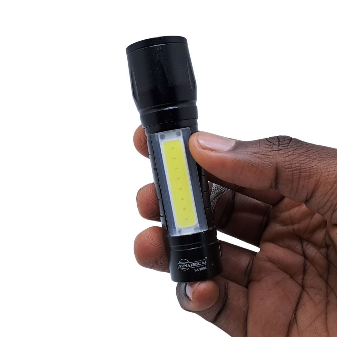 Mini Zoomable USB Rechargeable Pocket Flashlight COB LED Tactical Torch with Hard Case 2-in-1 Gift for Men Every Day Carry Spot Light Survival Kit Camping Powerful Charging Emergency Super Bright