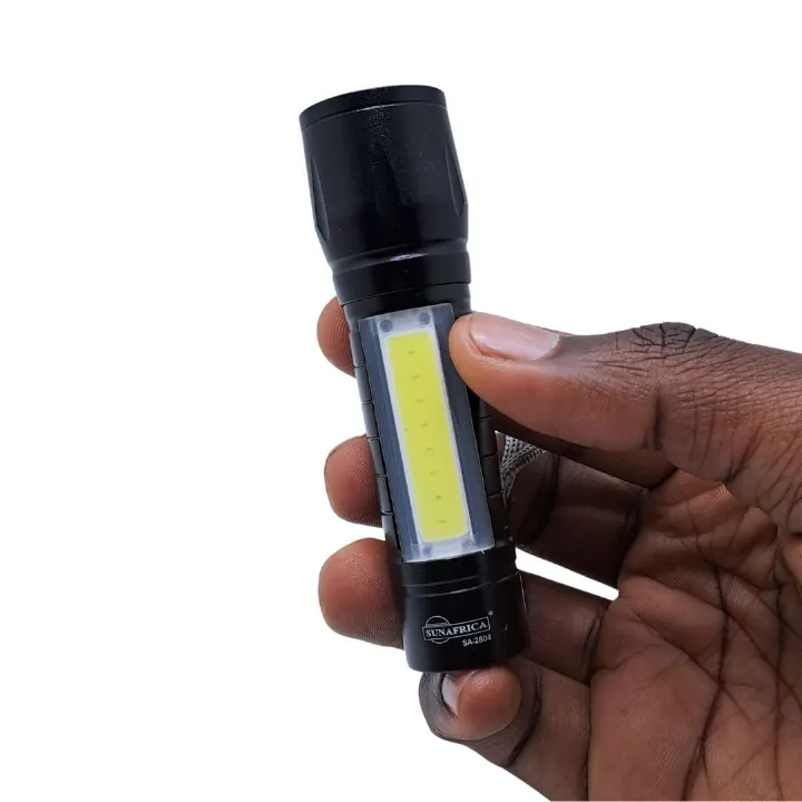 Mini Zoomable USB Rechargeable Pocket Flashlight COB LED Tactical Torch with Hard Case 2-in-1 Gift for Men Every Day Carry Spot Light Survival Kit Camping Powerful Charging Emergency Super Bright