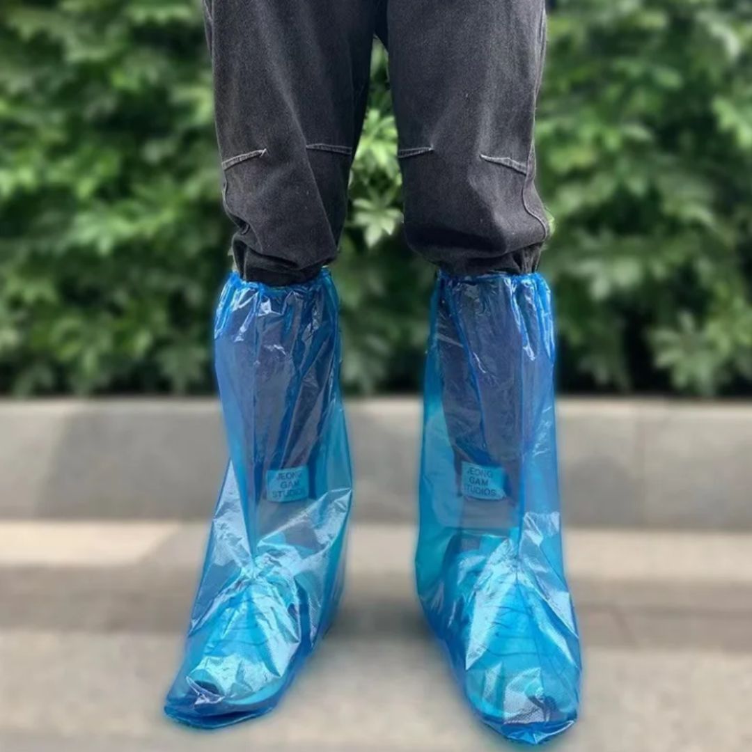 Anti-Slip Plastic Shoe Covers Transparent Rain Boot Protection Knee-High Disposable High Quality Coat Emergency Blue Dustproof Non-Woven PE PP coated waterproof dust mud Umbrella Unisex Industrial