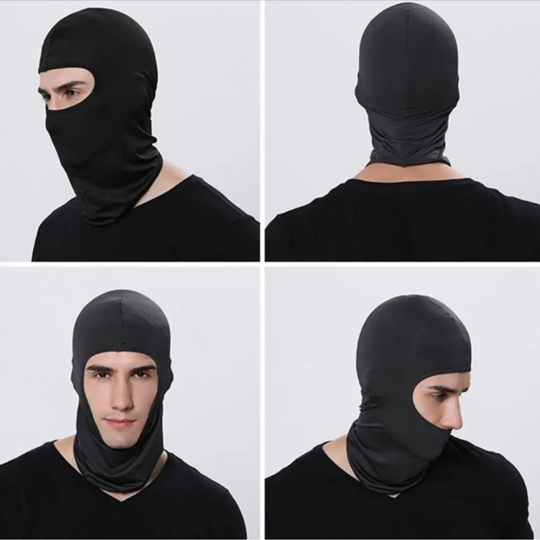 BLACK Ski Mask Balaclava Full Face Helmet Liner One Hole Cycling Bicycle Motorcycle Motorbike Accessory Hunting Tactical Hiking Summer Light Cover Monkey Cap Scarf Durag Beanie Neck Gaiter Men Women