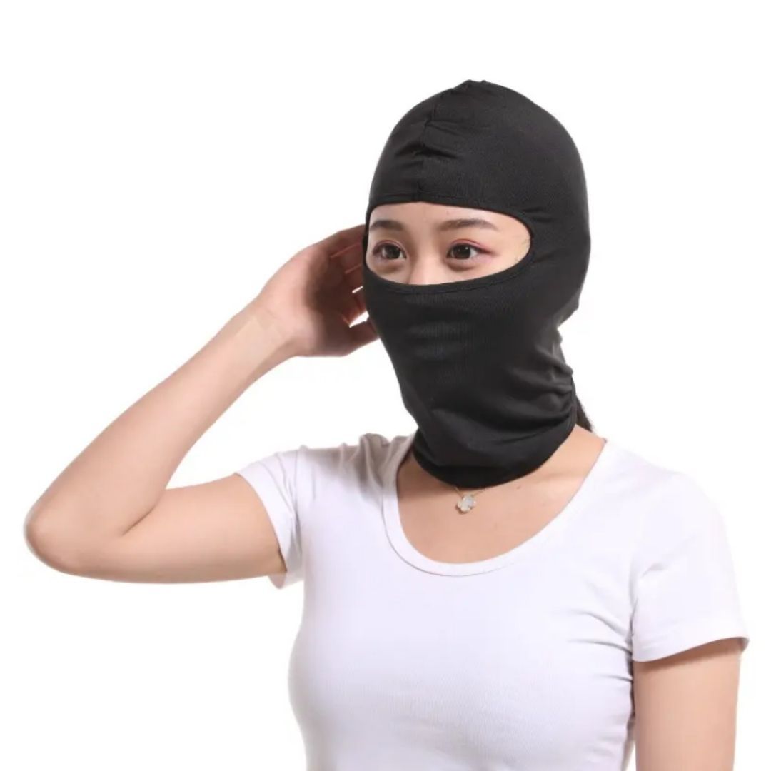BLACK Ski Mask Balaclava Full Face Helmet Liner One Hole Cycling Bicycle Motorcycle Motorbike Accessory Hunting Tactical Hiking Summer Light Cover Monkey Cap Scarf Durag Beanie Neck Gaiter Men Women