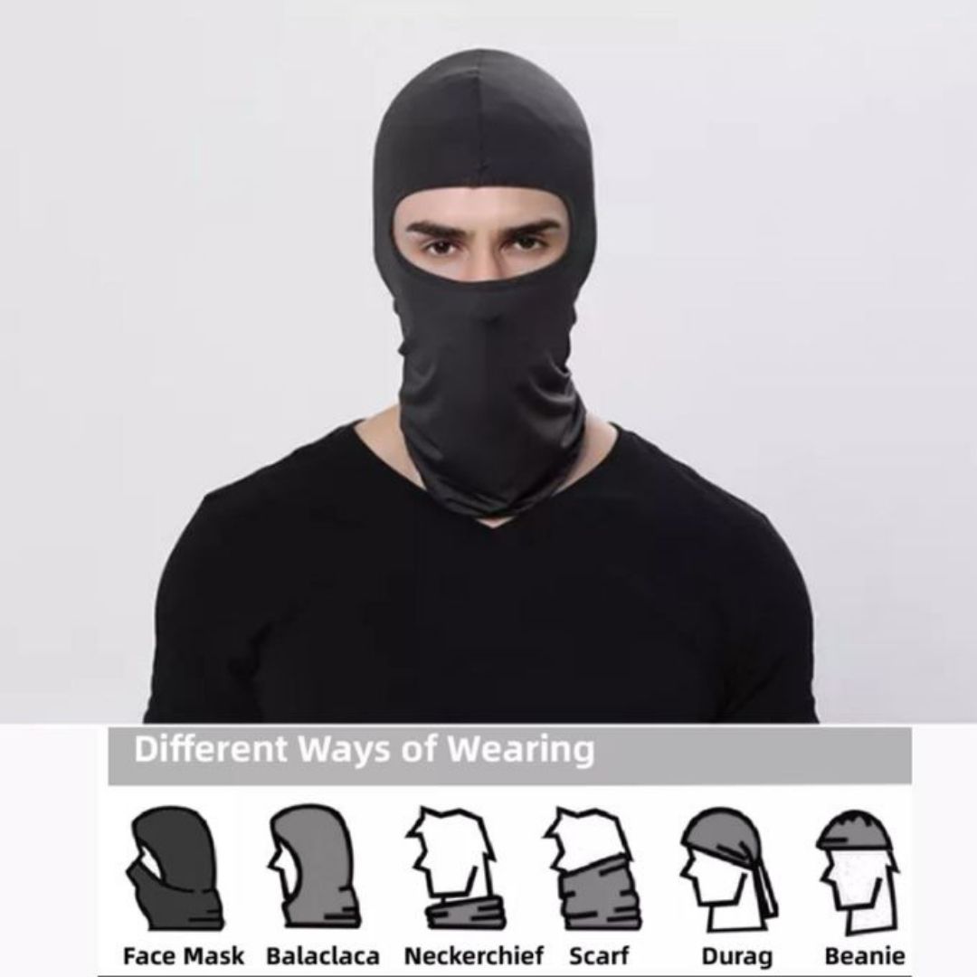 BLACK Ski Mask Balaclava Full Face Helmet Liner One Hole Cycling Bicycle Motorcycle Motorbike Accessory Hunting Tactical Hiking Summer Light Cover Monkey Cap Scarf Durag Beanie Neck Gaiter Men Women