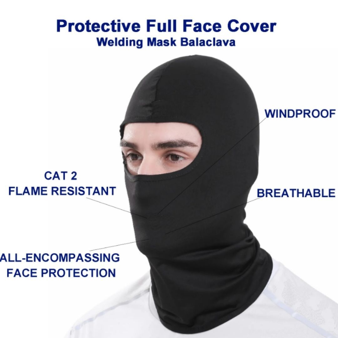 BLACK Ski Mask Balaclava Full Face Helmet Liner One Hole Cycling Bicycle Motorcycle Motorbike Accessory Hunting Tactical Hiking Summer Light Cover Monkey Cap Scarf Durag Beanie Neck Gaiter Men Women