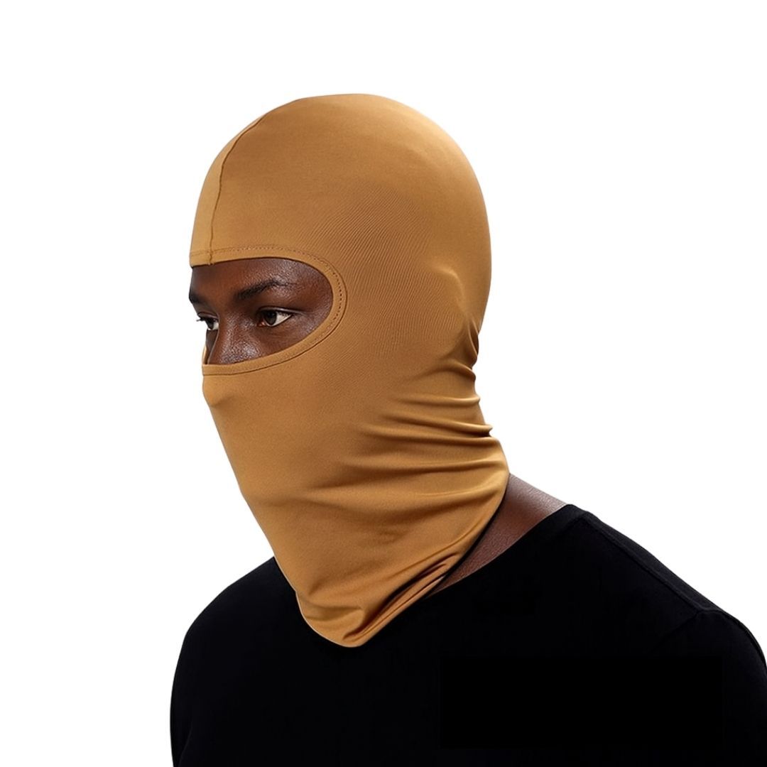 BROWN Ski Mask Balaclava Full Face Helmet Liner One Hole Cycling Bicycle Motorcycle Motorbike Accessory Hunting Tactical Hiking Summer Light Cover Monkey Cap Scarf Durag Beanie Neck Gaiter Men Women