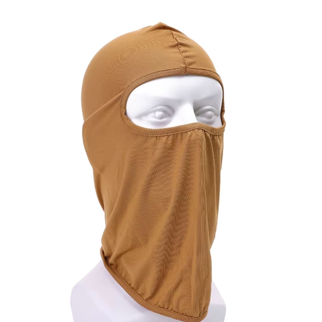 BROWN Ski Mask Balaclava Full Face Helmet Liner One Hole Cycling Bicycle Motorcycle Motorbike Accessory Hunting Tactical Hiking Summer Light Cover Monkey Cap Scarf Durag Beanie Neck Gaiter Men Women
