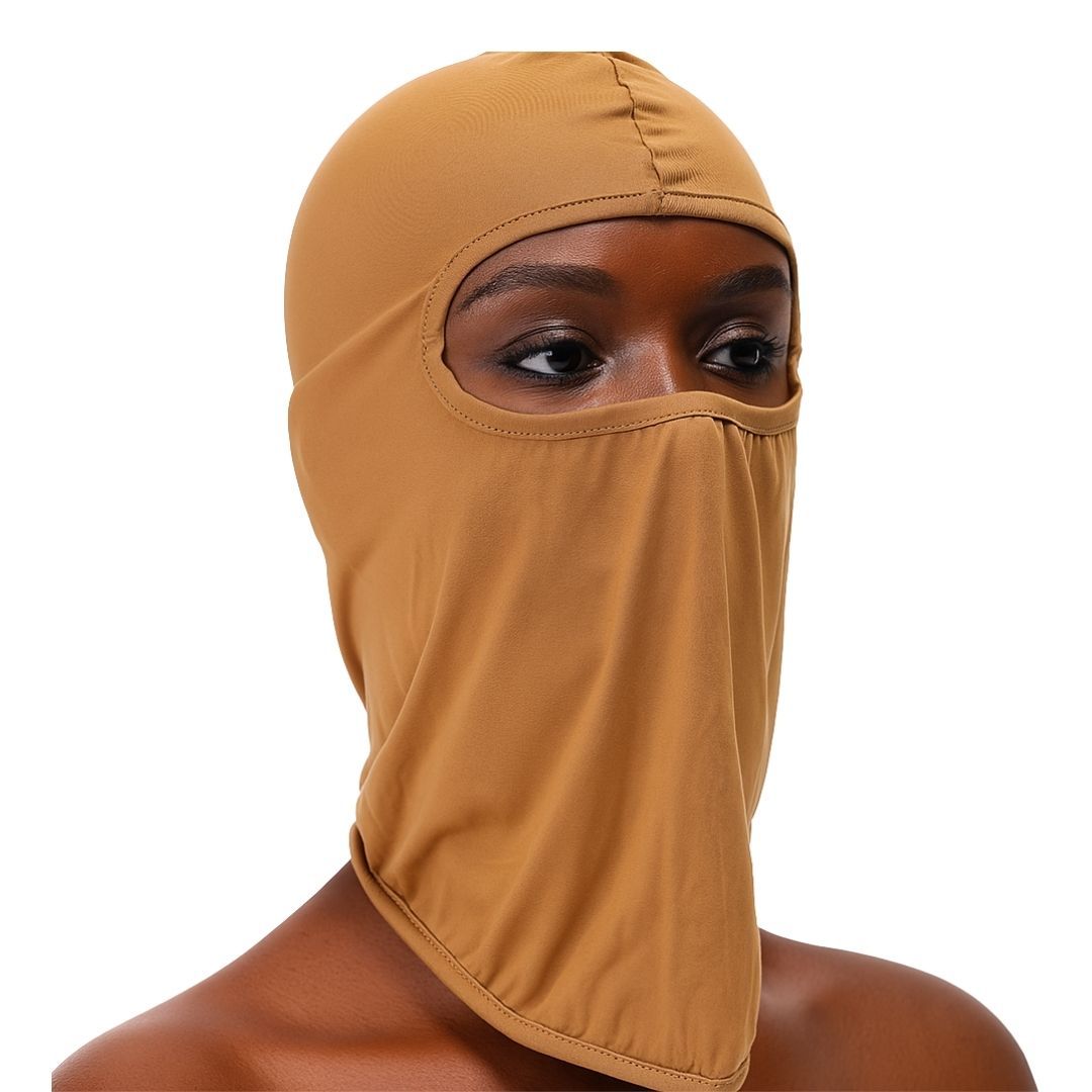 BROWN Ski Mask Balaclava Full Face Helmet Liner One Hole Cycling Bicycle Motorcycle Motorbike Accessory Hunting Tactical Hiking Summer Light Cover Monkey Cap Scarf Durag Beanie Neck Gaiter Men Women